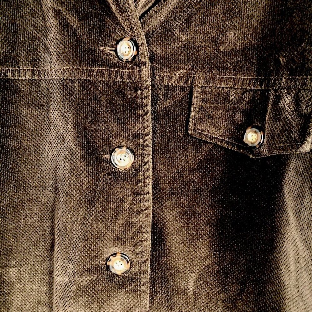 Saint Johns Bay Authentic Woman's Brown Corduroy Button Up Coat Adult Medium - Picture 7 of 16